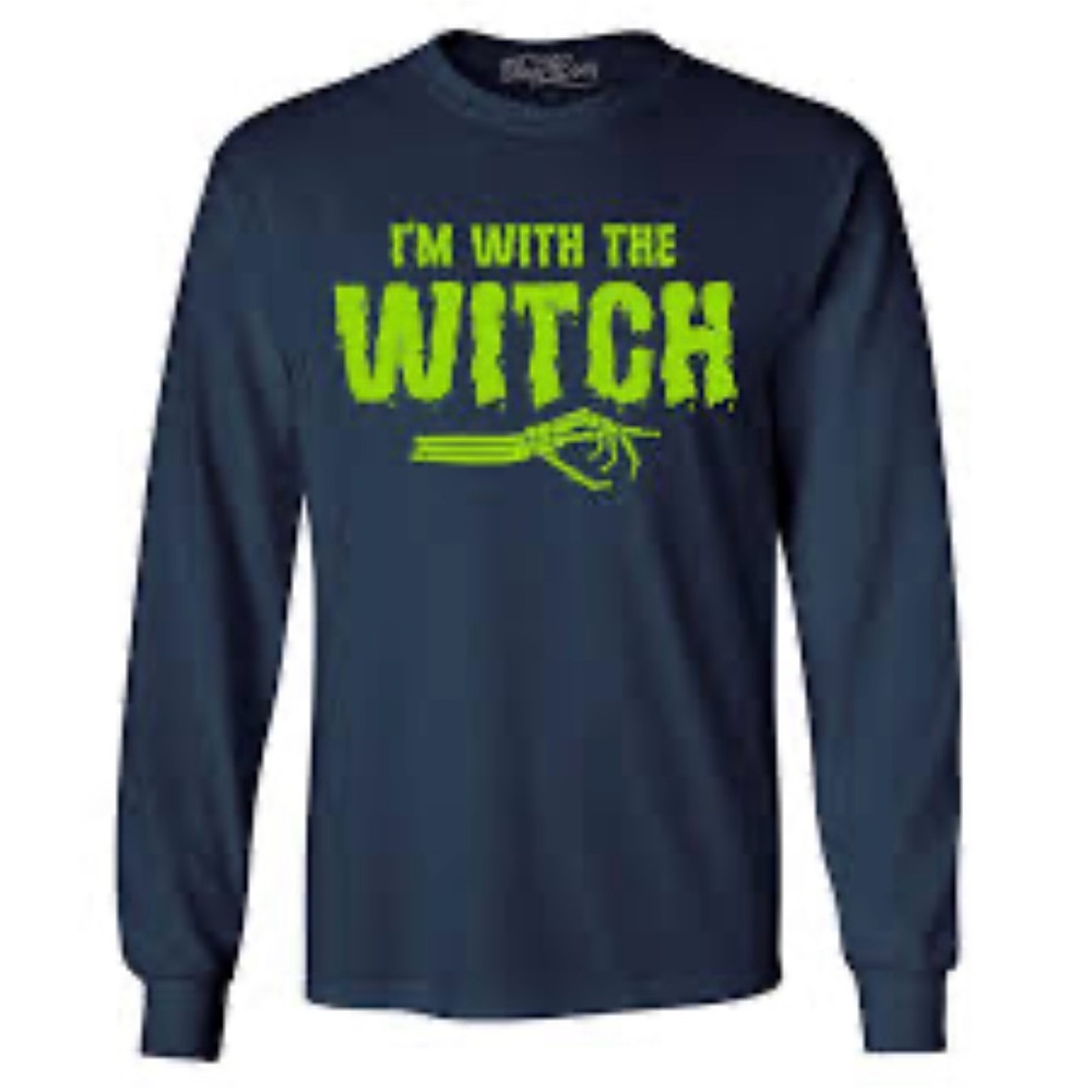 I'm With The Witch Long Sleeve Halloween T-Shirt